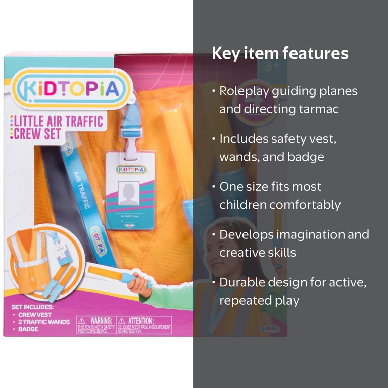 Kidtopia Air Traffic Ground Crew Play Set for Ages 3 and Up