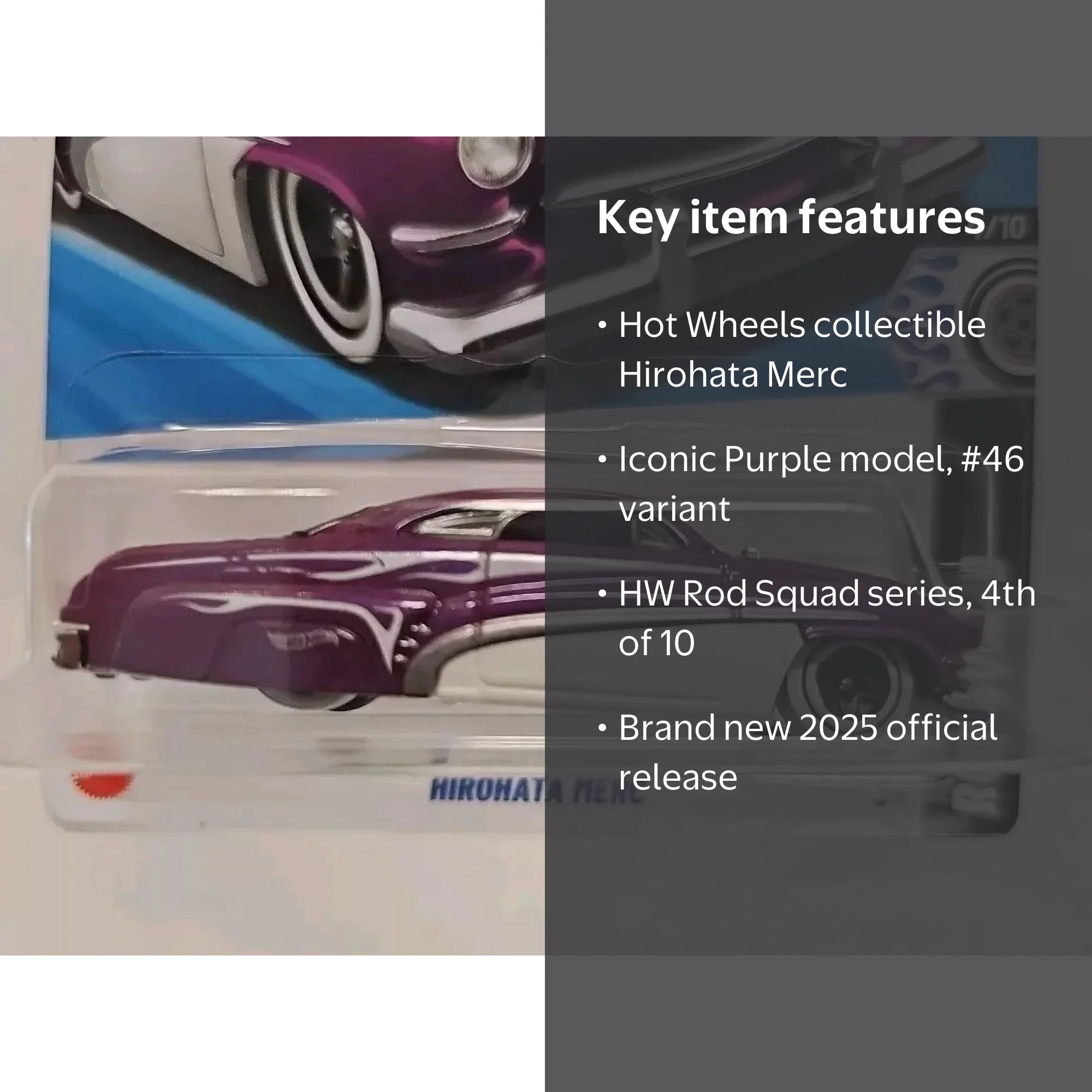 Hot Wheels Hirohata Merc Purple #46, HW Rod Squad 4/10 New For