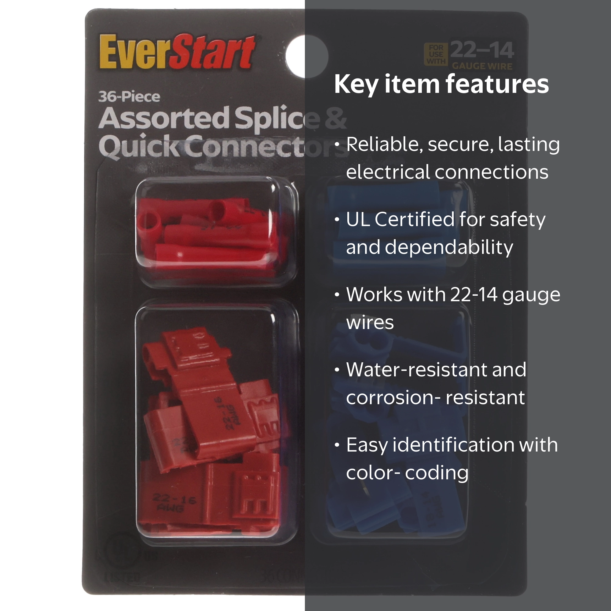 EverStart 36-Piece 22-14GA Assorted Quick Splice Connector Kit for
