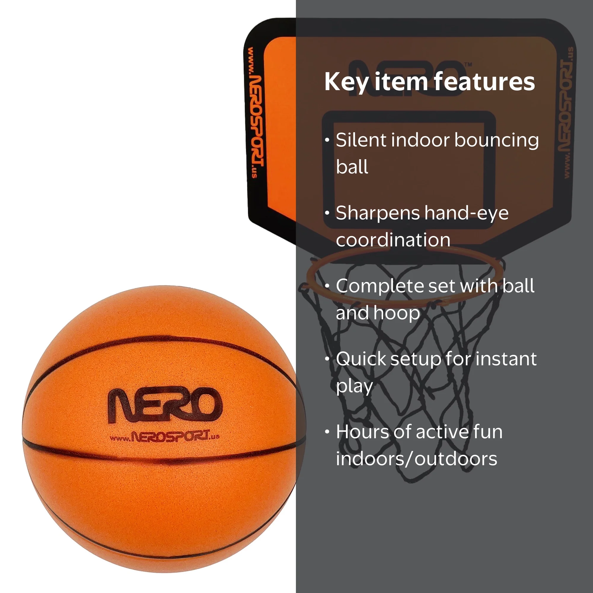 Nero Ninja Mini Silent Basketball & Hoop Set - Walmart.com