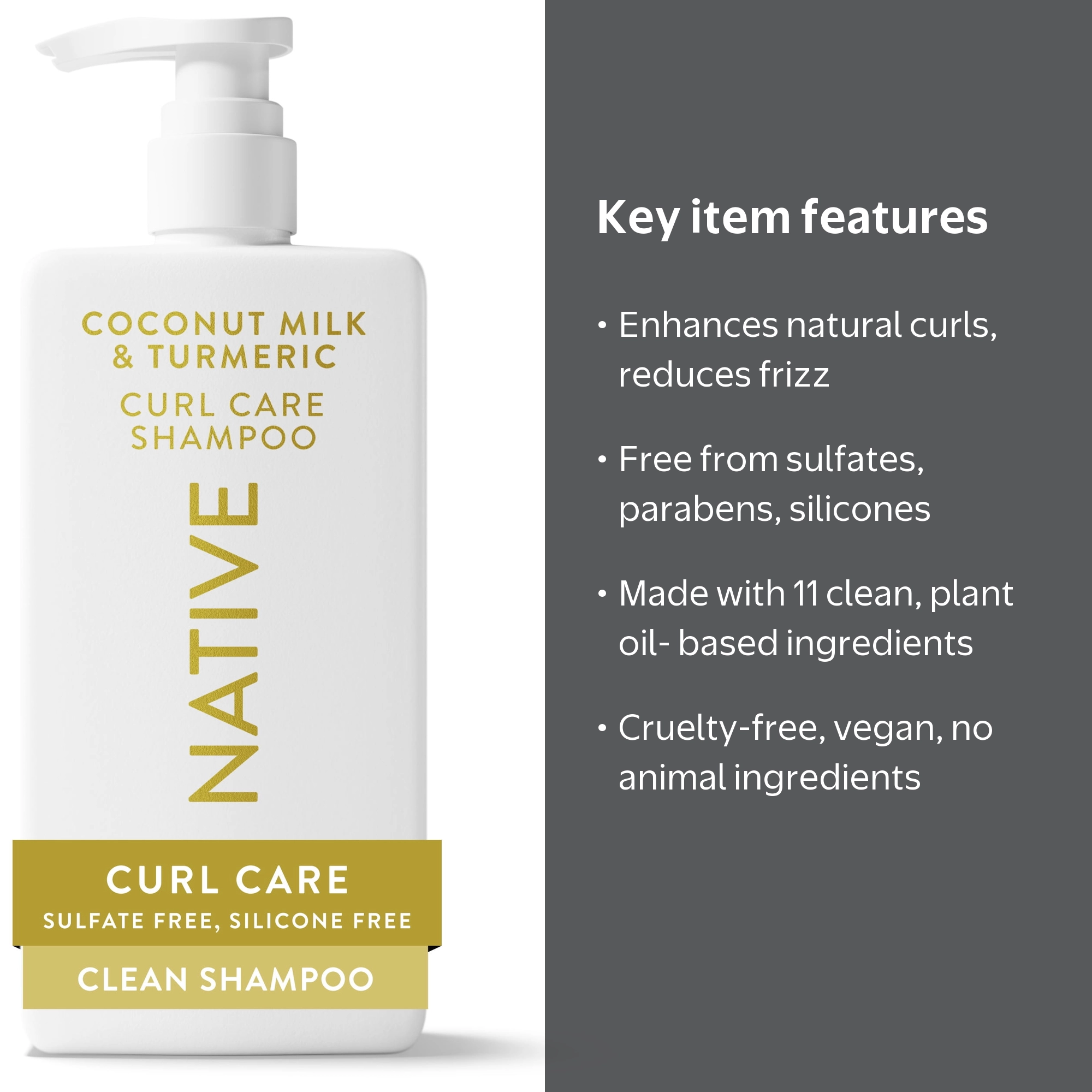 Native Curl Care Shampoo, 16.5 oz - Coconut Milk & Turmeric