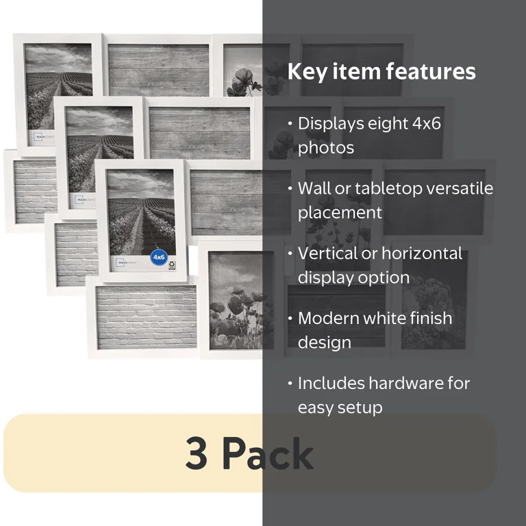Mainstays 8-Opening Collage Photo Frame - Holds 4x6 Photos
