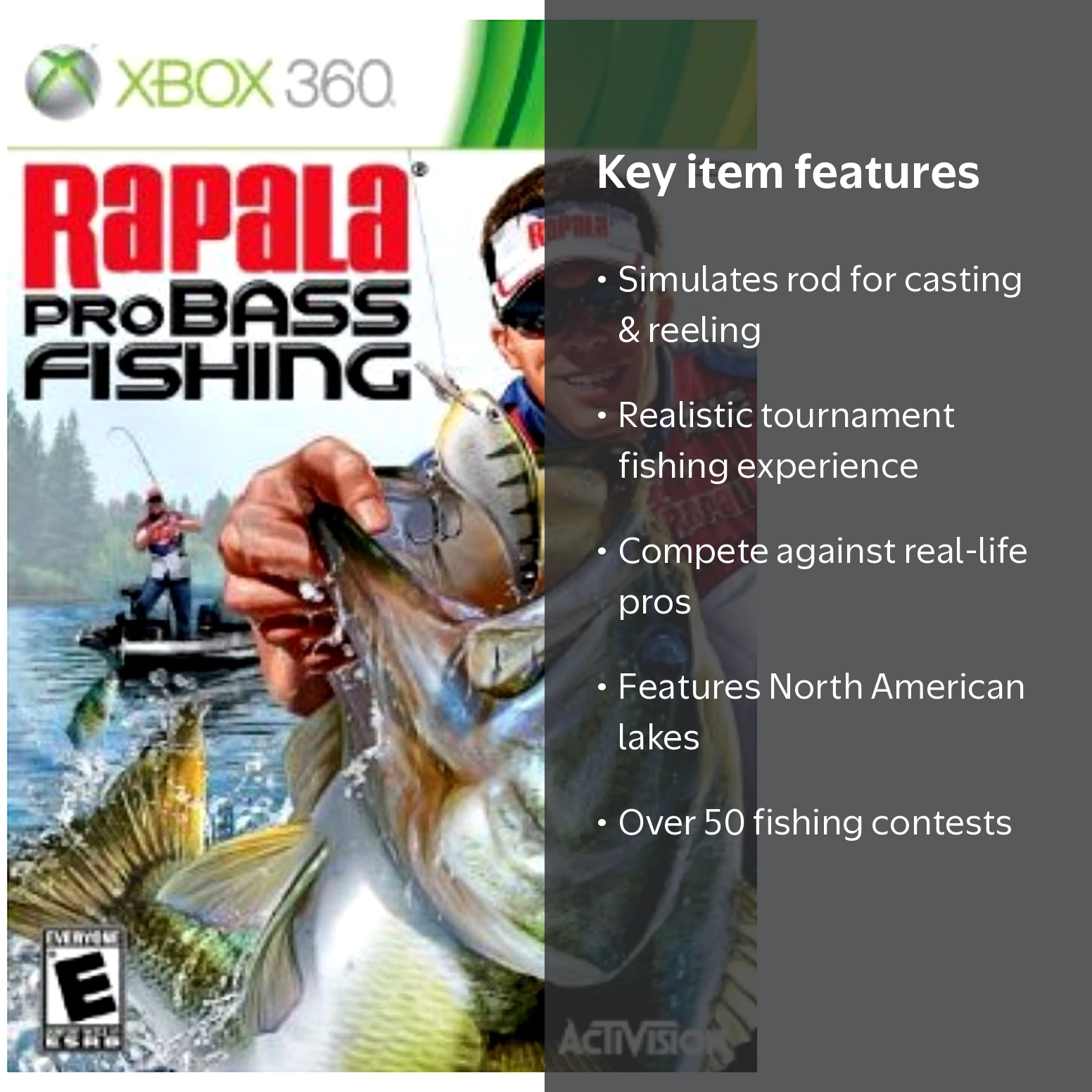 Rapala Pro Bass Fishing 2010 with Rod Peripheral, Xbox 360 Game