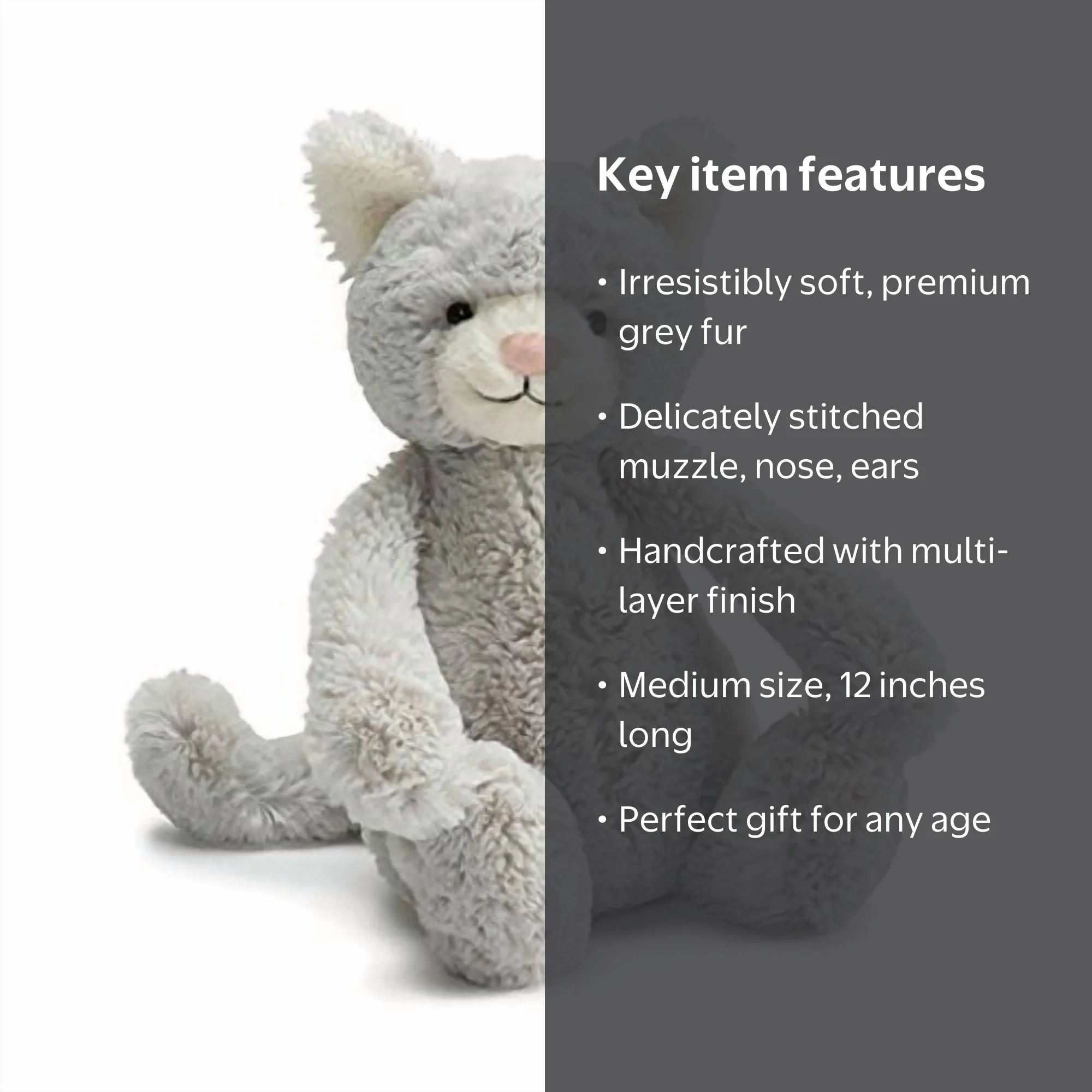 Jellycat Bashful Grey Kitty, Medium, 12 inches - Walmart.com