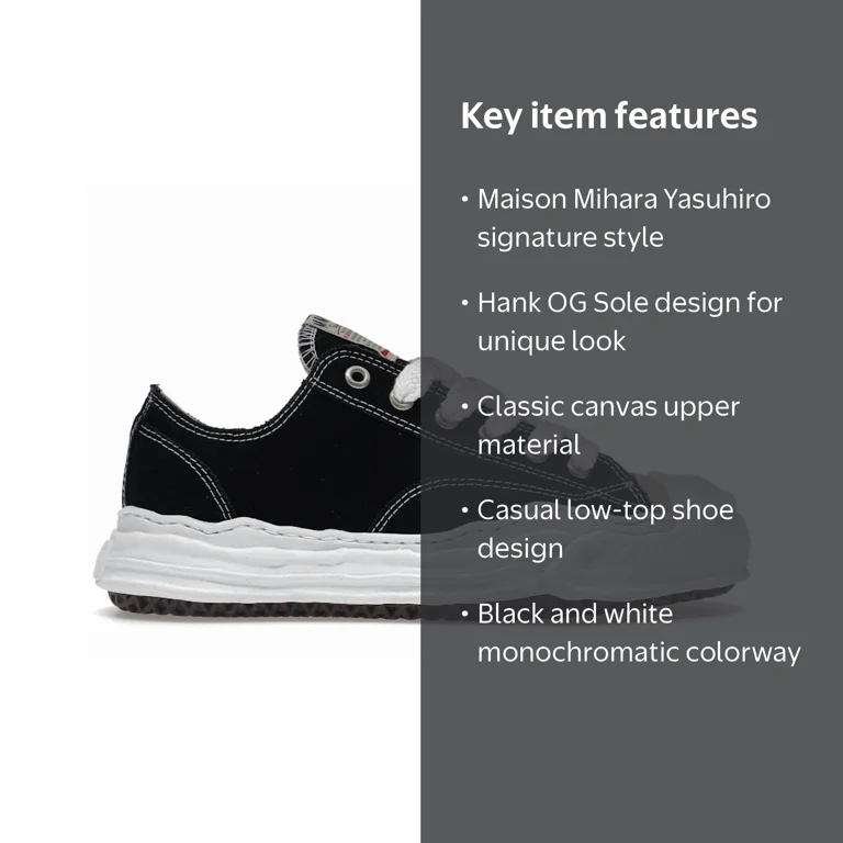 Maison Mihara Yasuhiro Men's Hank OG Sole Canvas Low Black Shoes