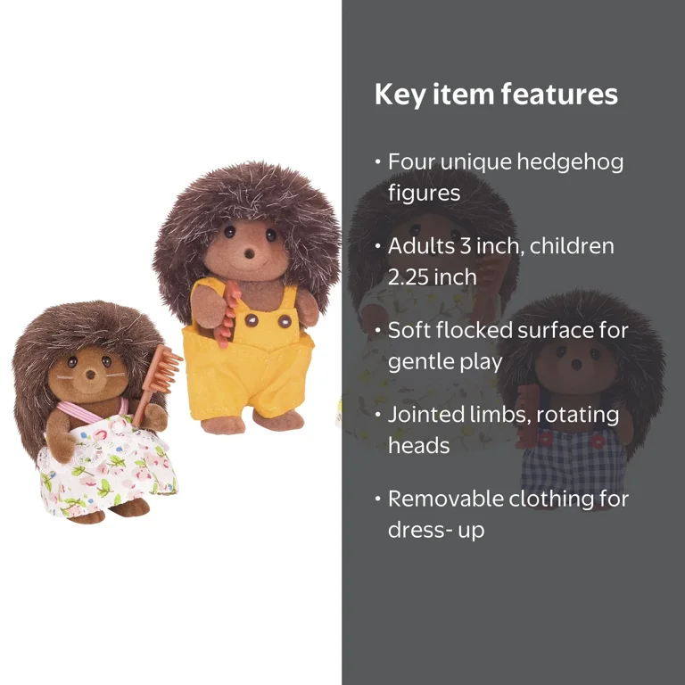 Calico Critters Pickleweeds Hedgehog Family, Set of 4 Collectible