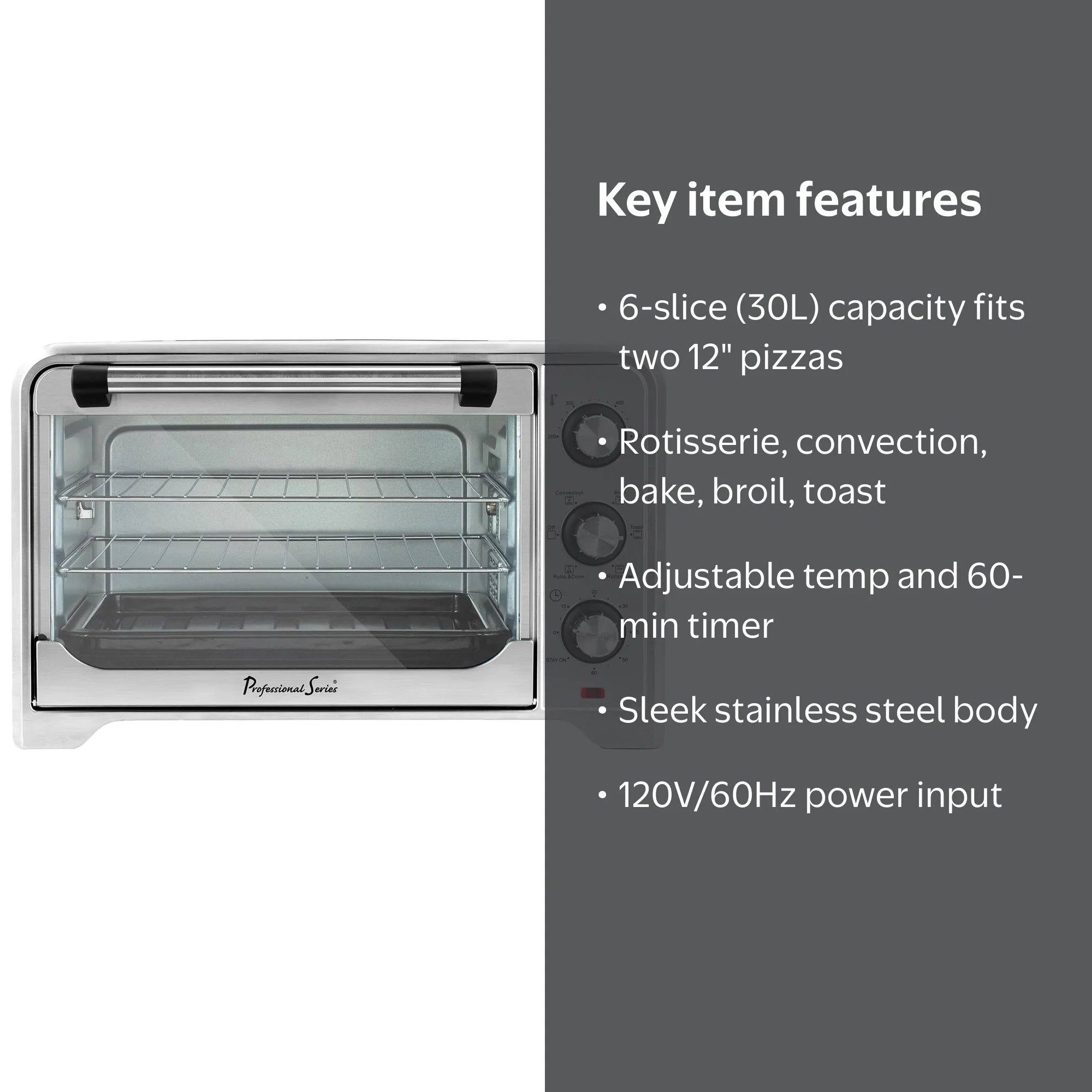 Professional Series 6-Slice Capacity Toaster Oven Rotisserie