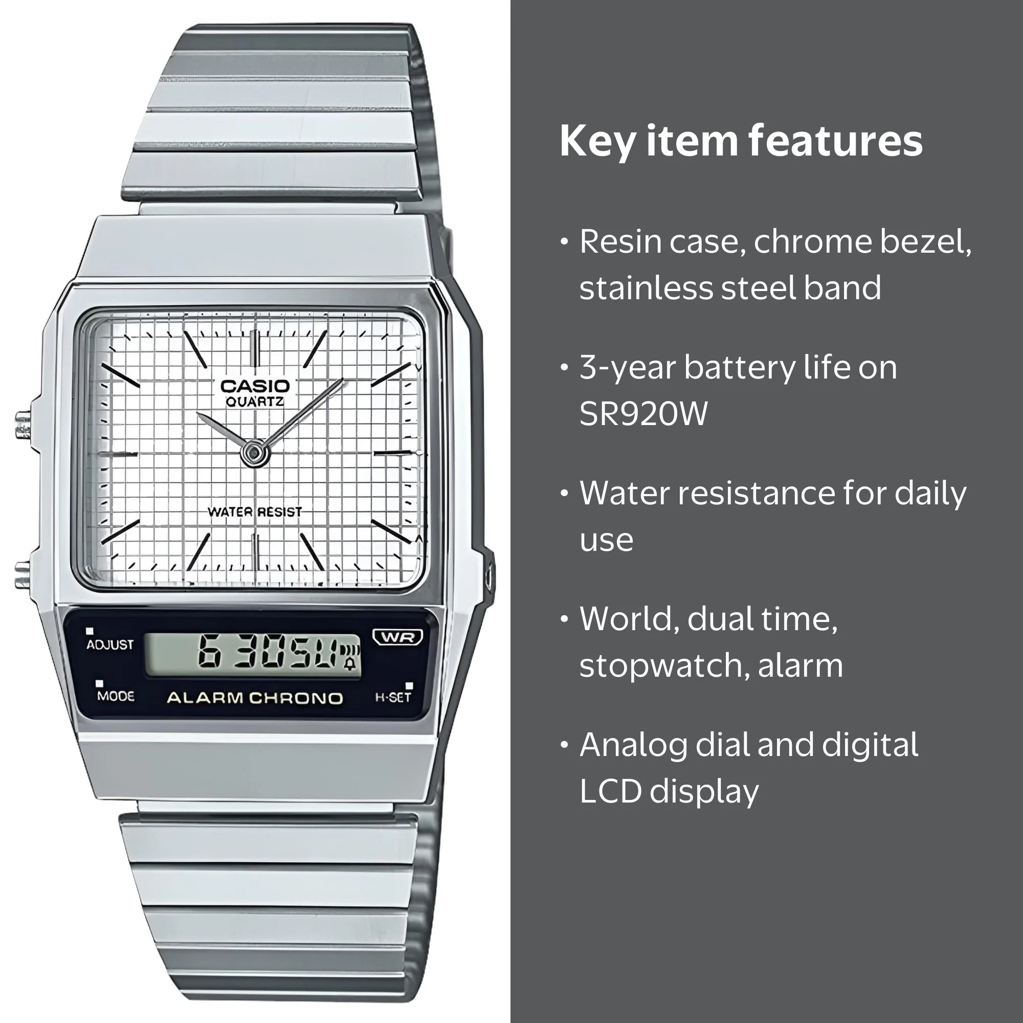 CASIO QUARTZ Alarm Chronograph 腕時計 Casio, 【公式通販】