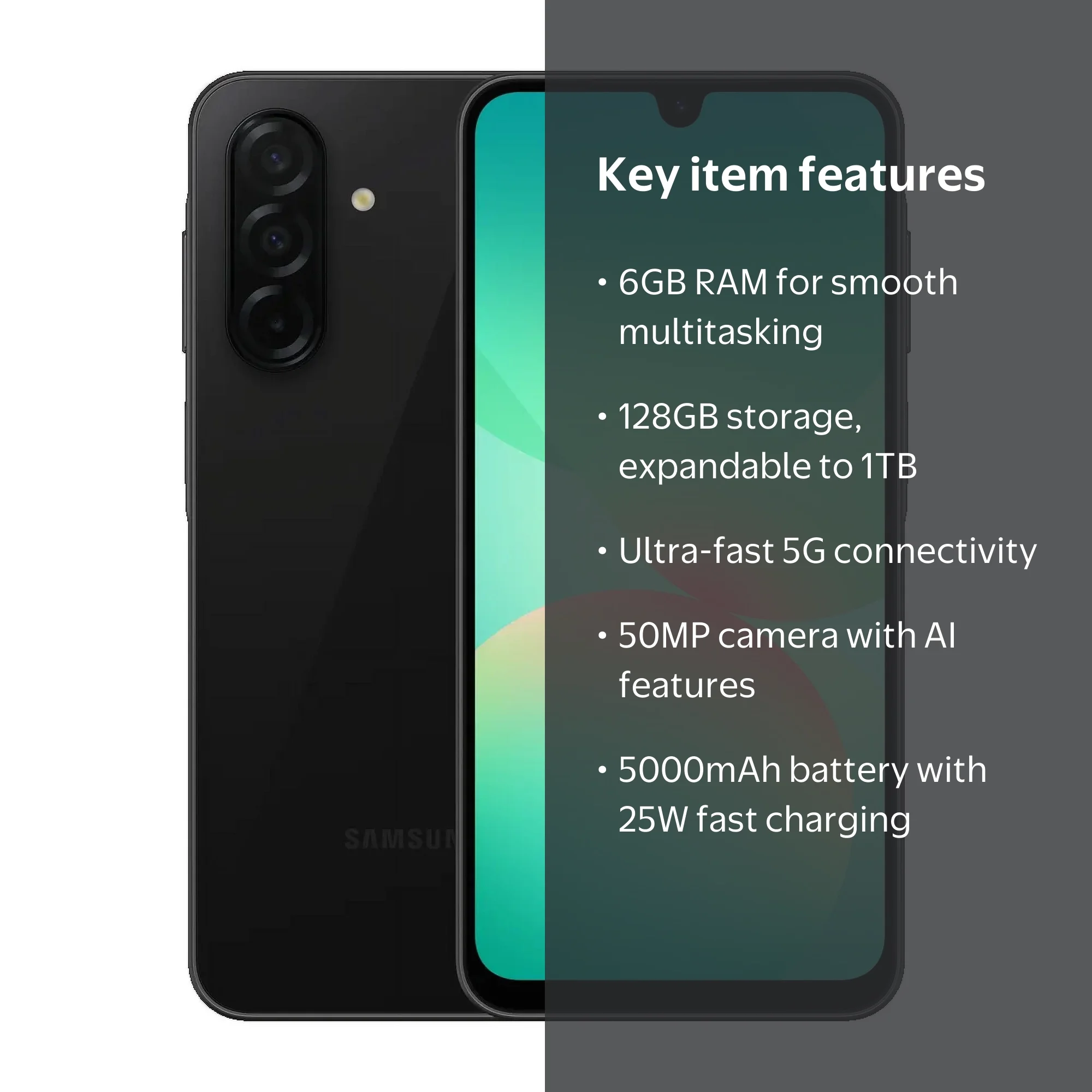 Samsung Galaxy A26 5G Ai 128GB + 6GB, Black, with 50MP Camera
