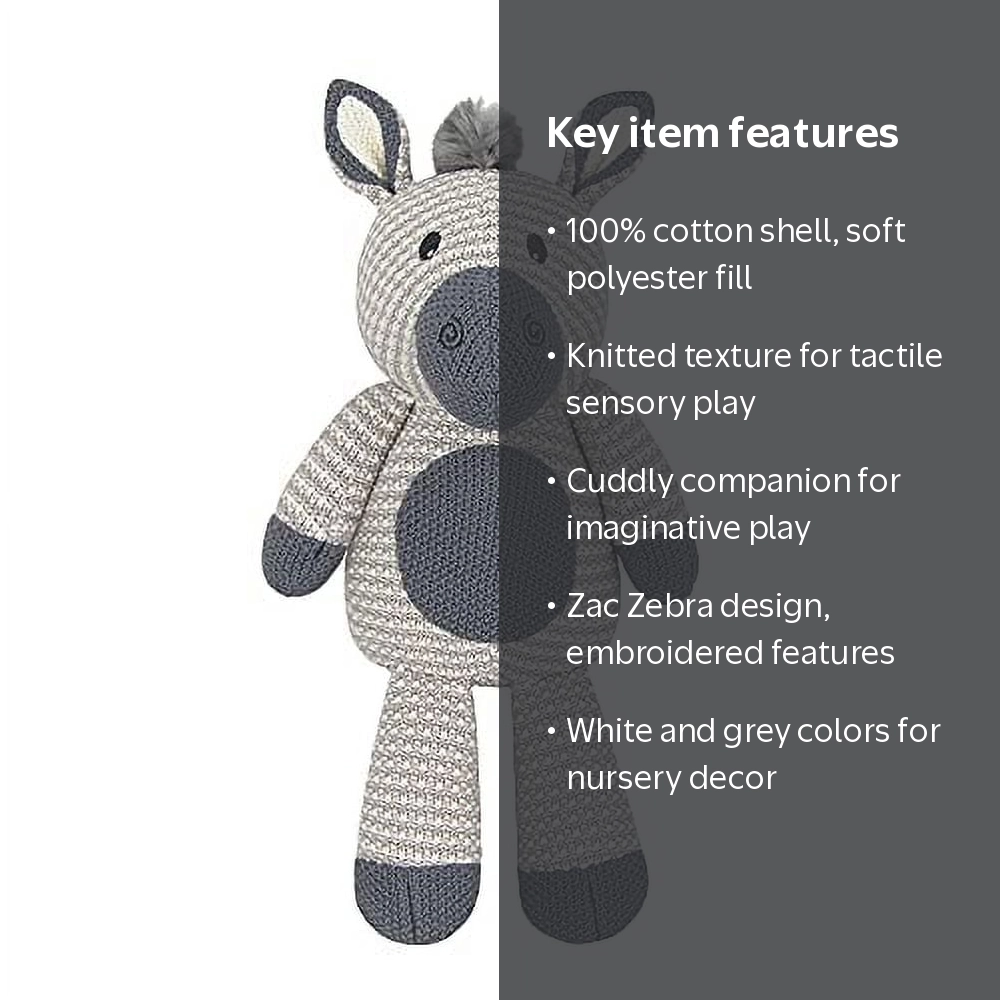 Living Textiles Baby Whimsical Knit Toy - Zac Zebra | Premium 100