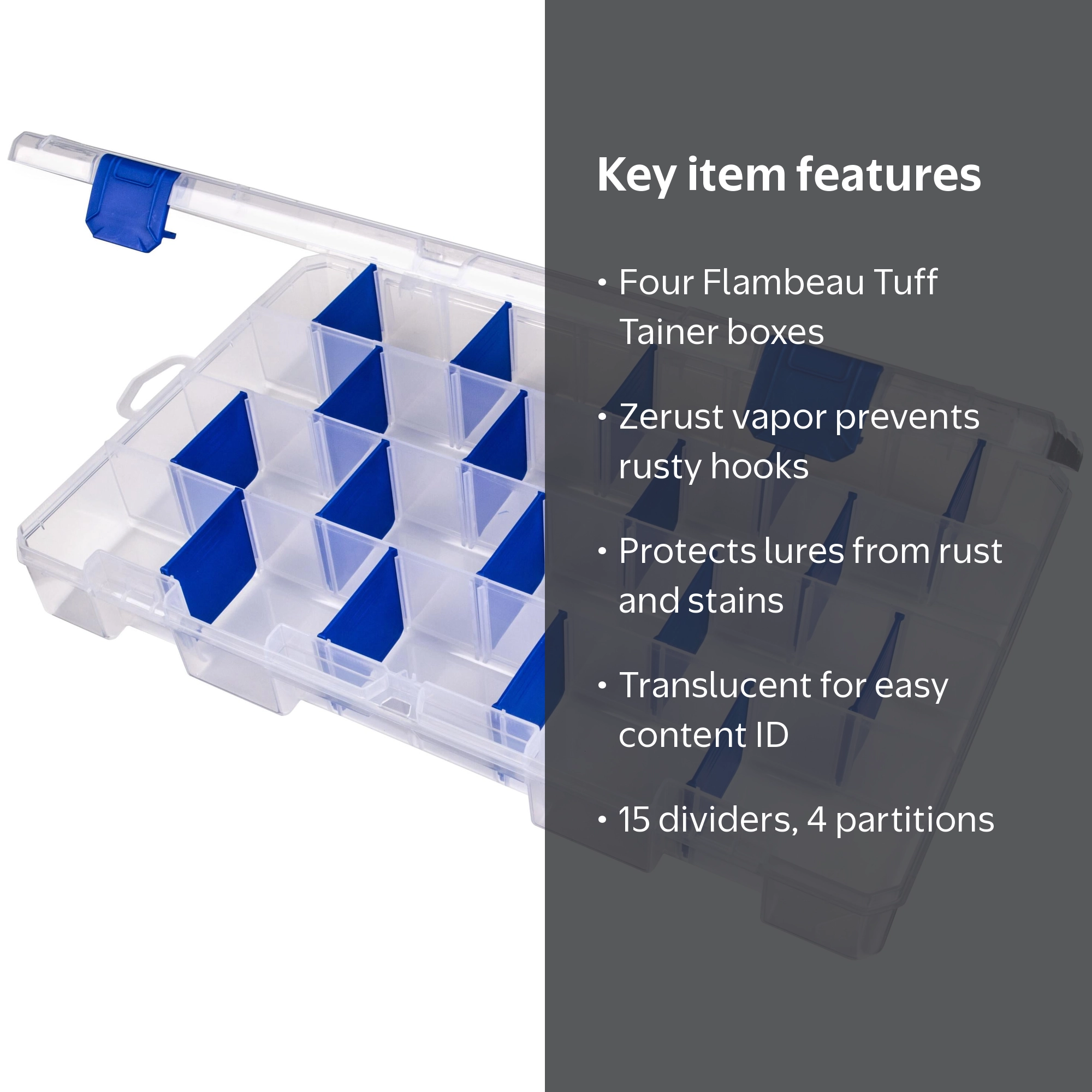 Set of 4 - Flambeau Tuff Tainer Tackle Boxes with Zerust, 5007
