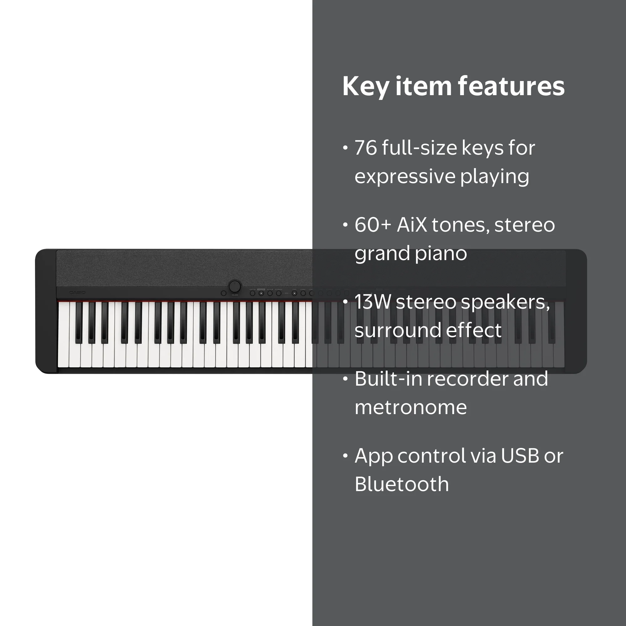 Casio, Casiotone CTS176, 76-Key Portable Keyboard, Black - Walmart.com