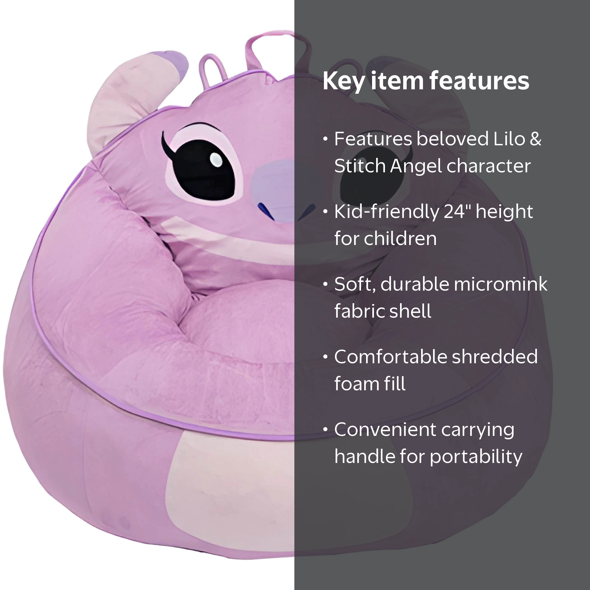 Lilo & Stitch Kids' Compressed Foam Bean Bag Chair, Angel