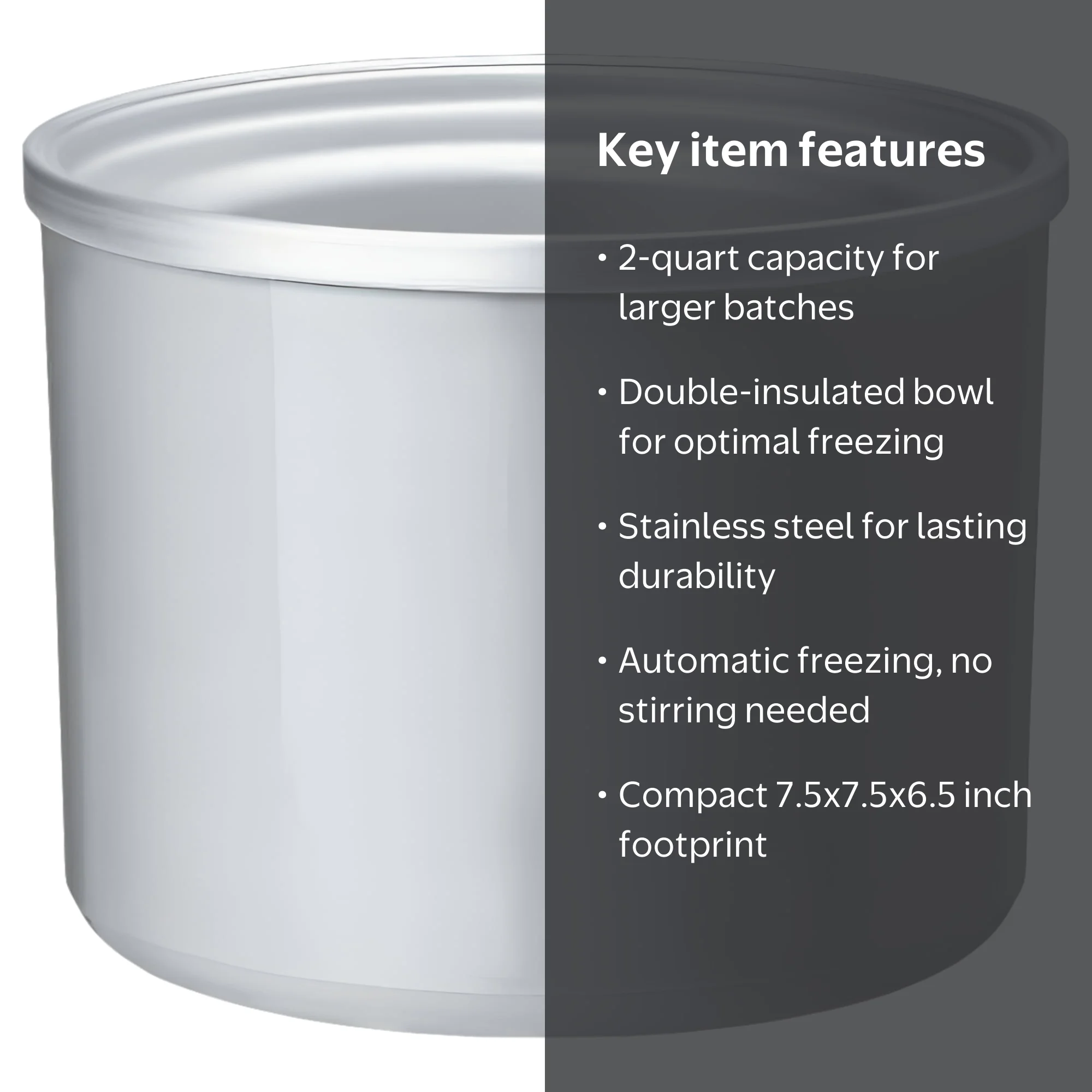 Cuisinart 2-Quart Replacement Bowl for Ice Cream Maker Machine