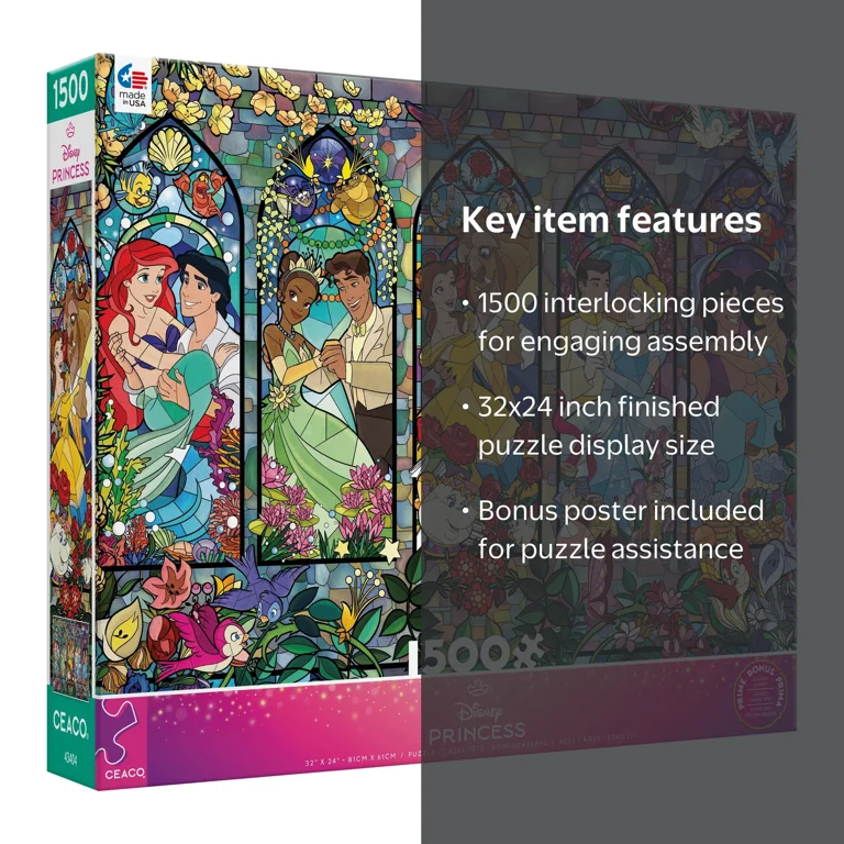 Ceaco, Disney Princess Castle Window, 1500 Piece, Interlocking Ceaco, Disney Princess Castle Window, 1500 Piece, Interlocking