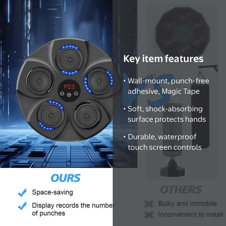GZXIHTZ, Wall Mounted Boxing Machine, Bluetooth, 17.5