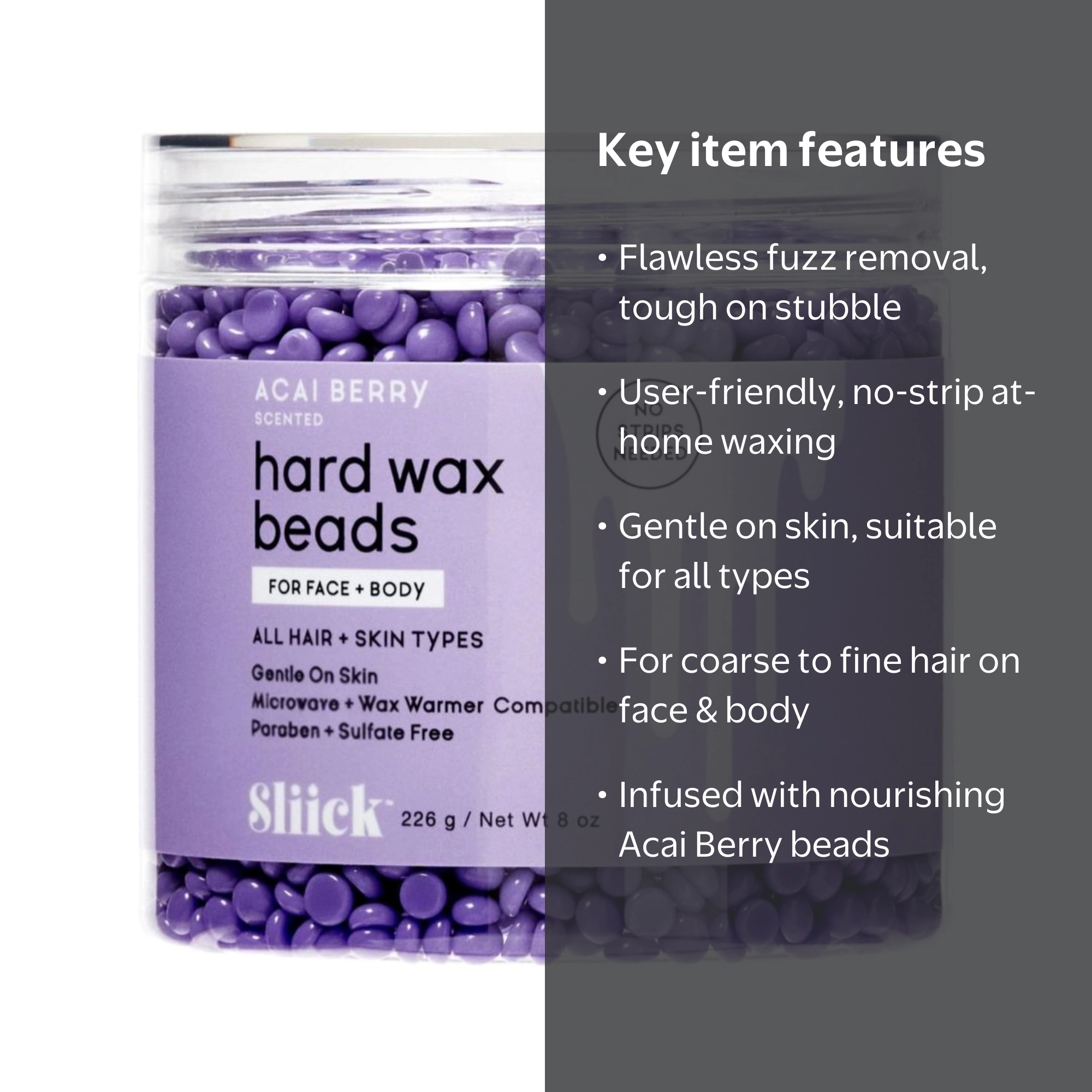 Sliick Acai Berry Hard Wax Beads Kit For At Home Face and Body