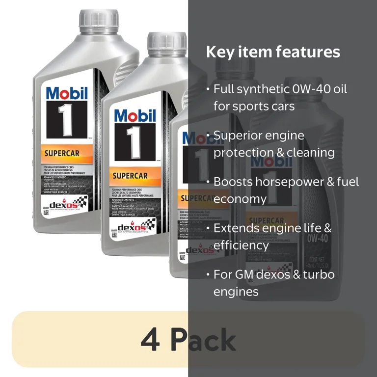 4 pack) Mobil 1 Supercar Advanced Full Synthetic Motor Oil 0W-40