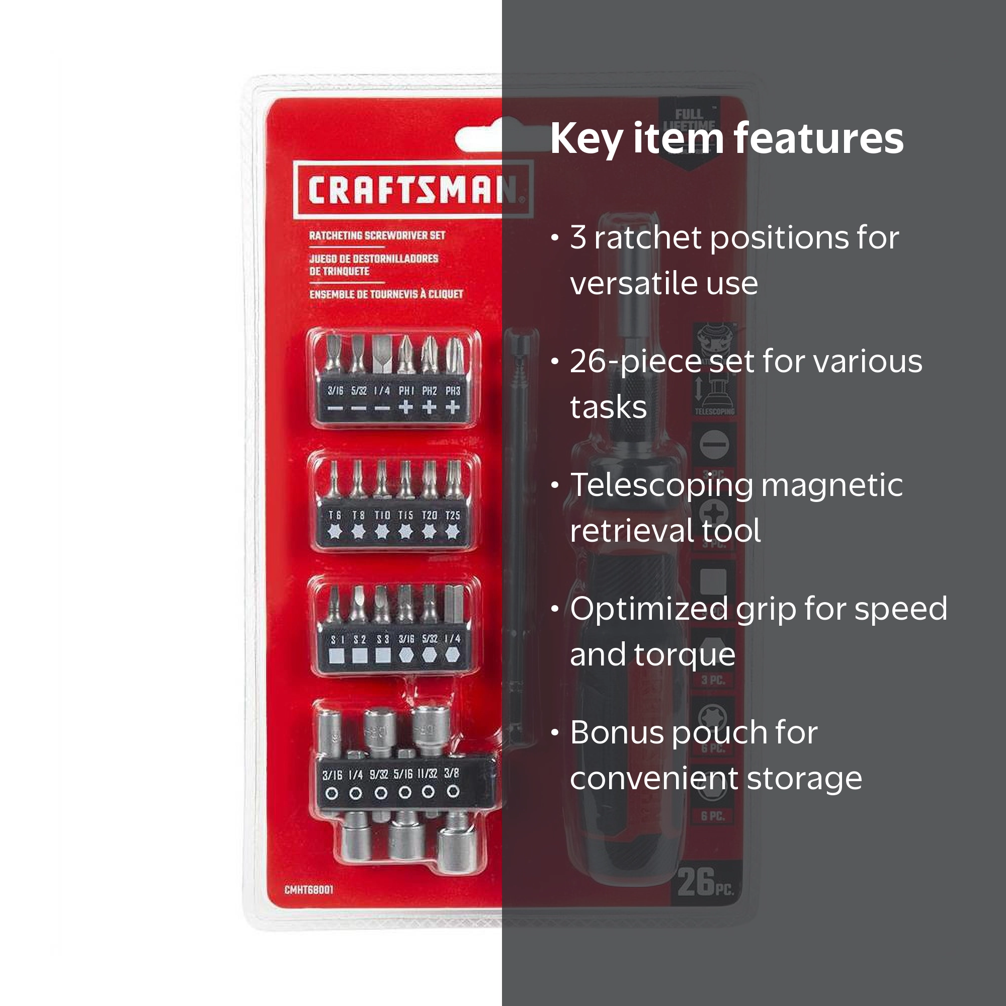 Free Shipping! CRAFTSMAN Ratcheting Screwdriver Set, 26-Piece