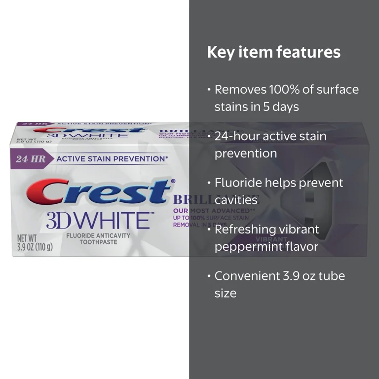 Crest 3D White Brilliance Bright Mint Toothpaste, Teeth Whitening