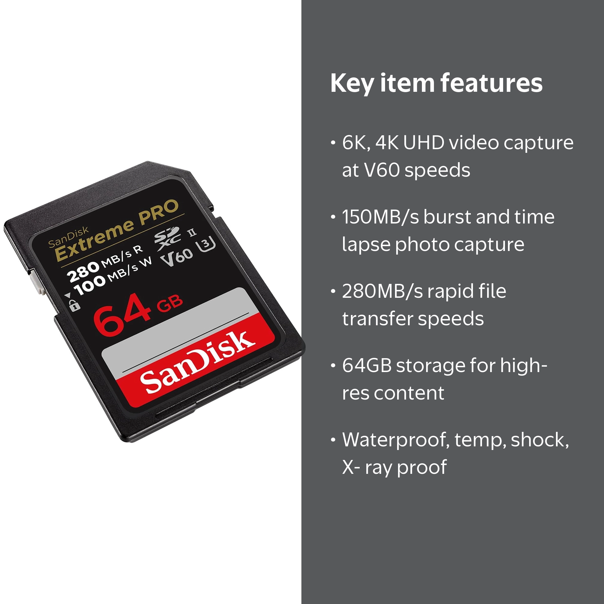 SanDisk Extreme PRO 64 GB UHS-II V60 SDXC, 1 - Walmart.com