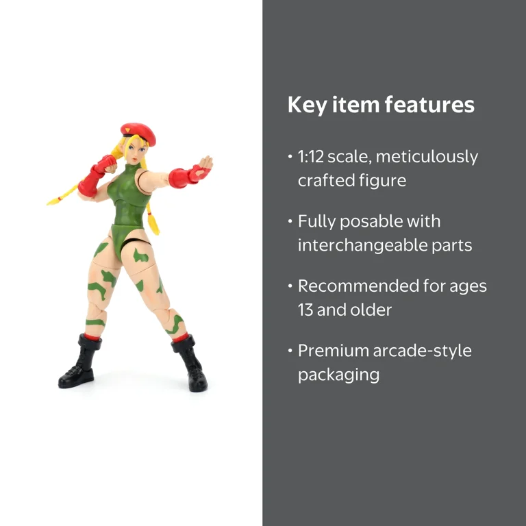 Jada Toys Street Fighter II Cammy Action Figure, 1:12 Scale