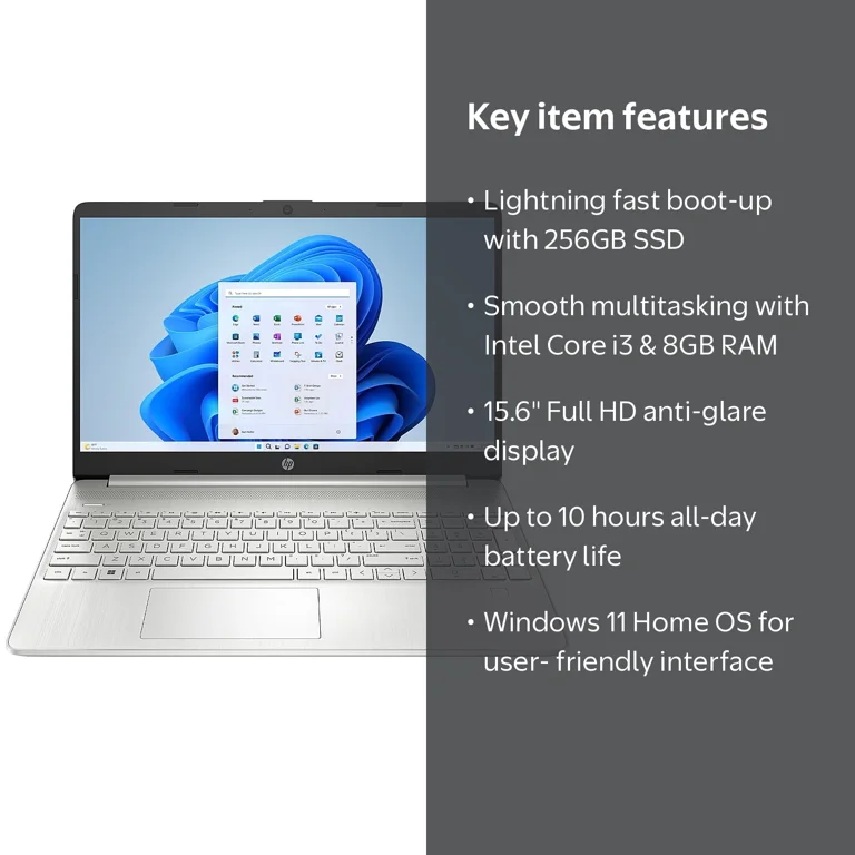 HP, 15.6 inch Laptop, Intel Core i3-1215U, 8GB Memory, 256GB SSD