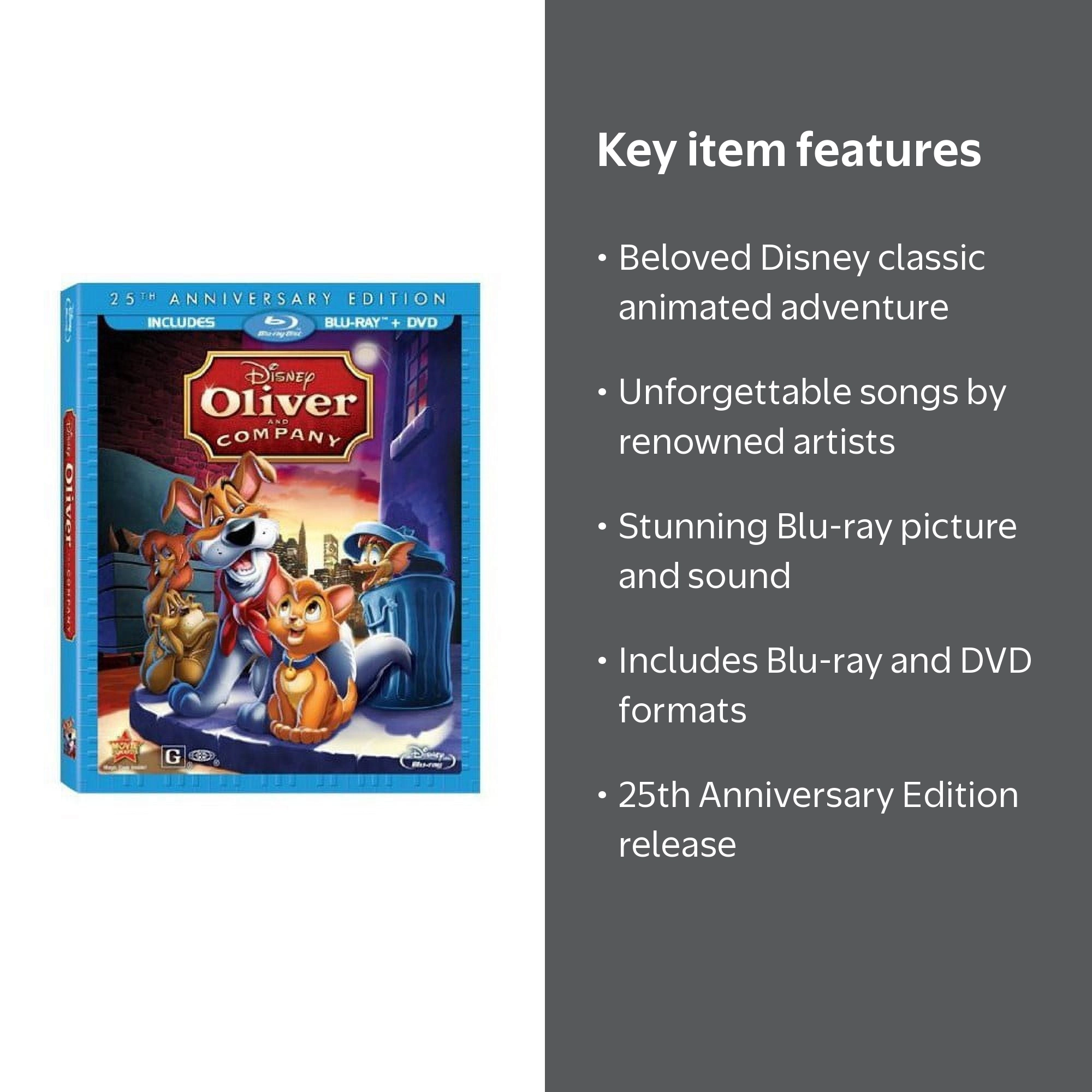 Disney's Oliver & Company 25th Anniversary Edition Blu-ray + DVD Disney's Oliver & Company 25th Anniversary Edition Blu-ray + DVD