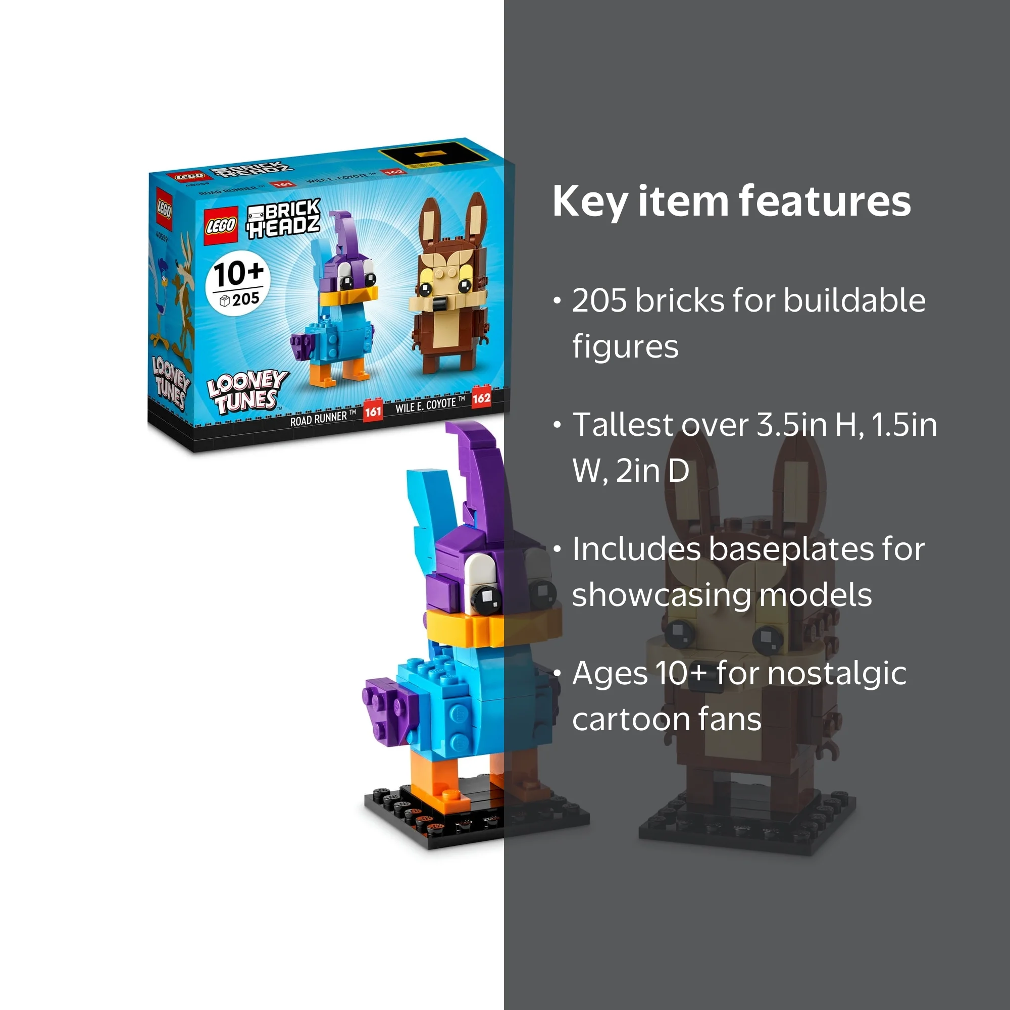 LEGO Brickheadz Road Runner & Wile E. Coyote 40559, 205pcs