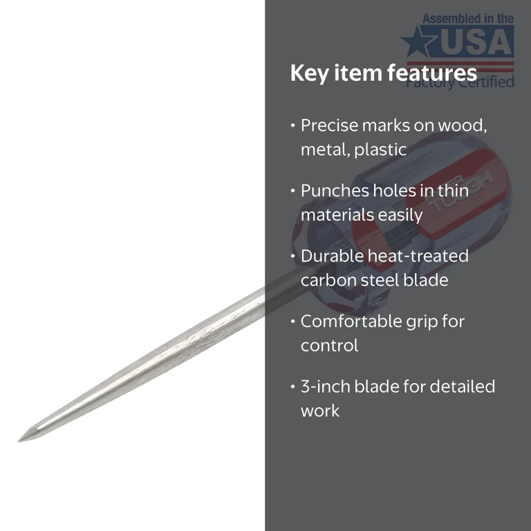 Hyper Tough 3-Inch Acetate Handle Scratch Awl for Precision
