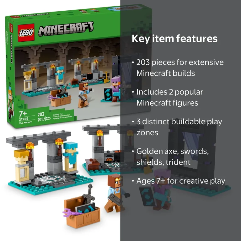 LEGO Minecraft The Armory Building Set, 21252, 203 Pieces