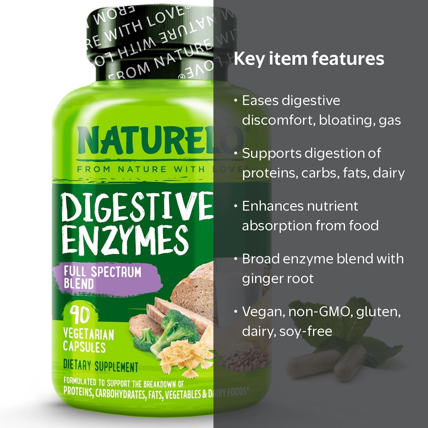 NATURELO Digestive Enzymes, 15 Enzymes, Vegan Capsules - Walmart.com