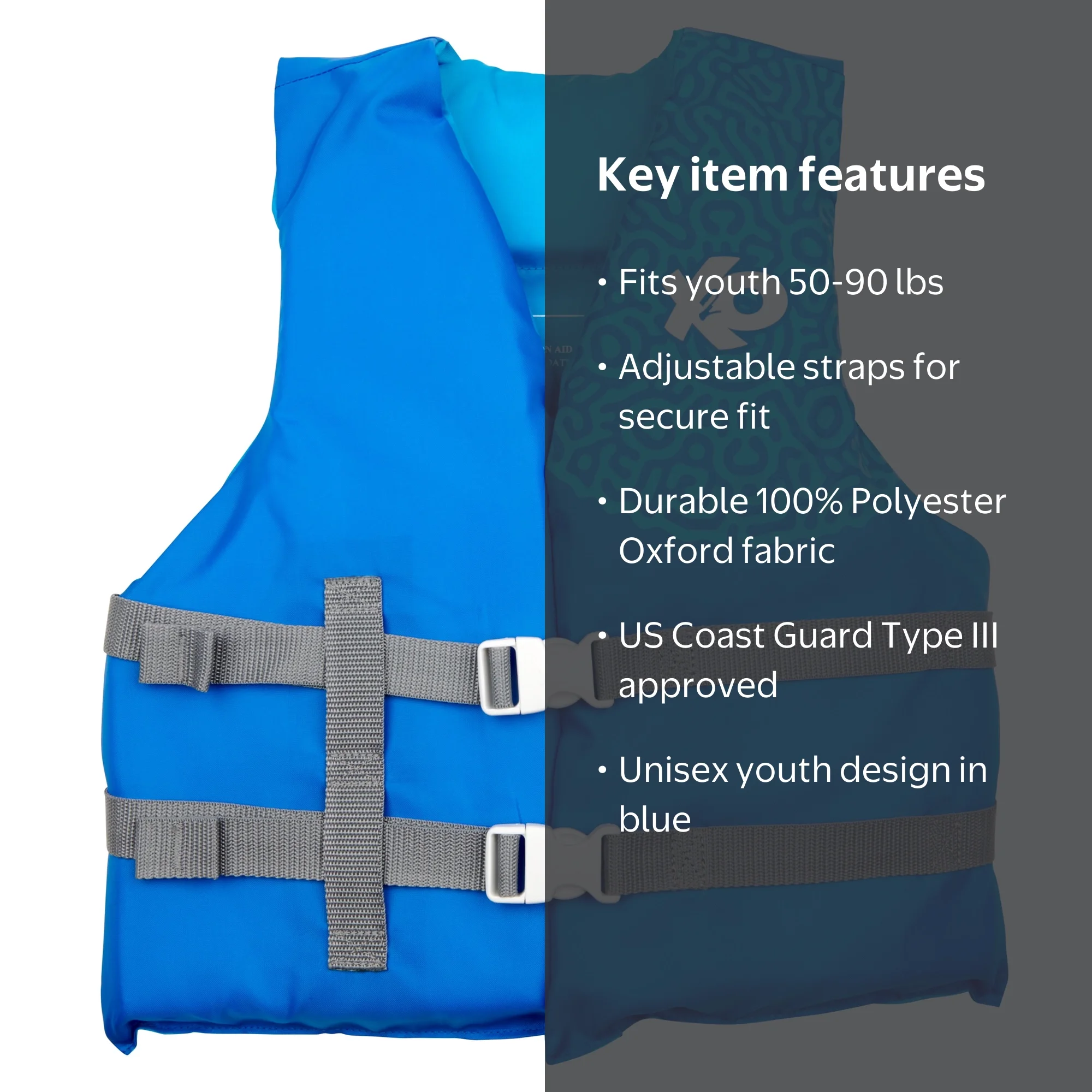 X2O Universal Youth Open-Sided Life Vest and Jacket, 50lbs - 90lbs