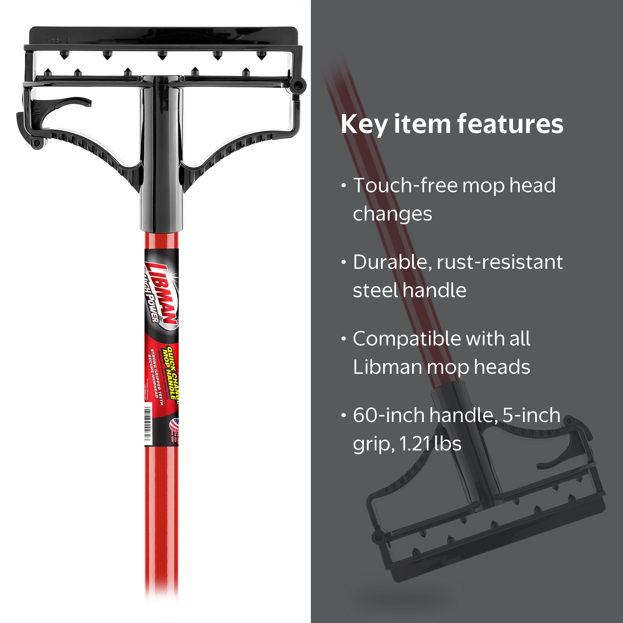 Libman Steel Handle With Polypropylene Resin Frame - Red & Black