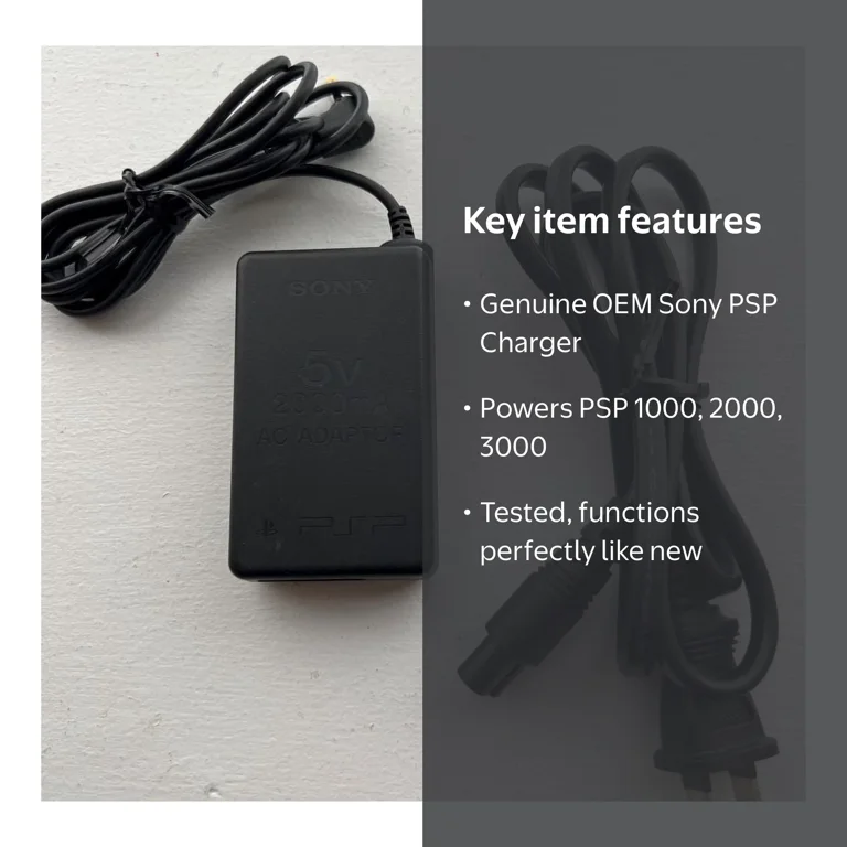 Authentic Original Sony PSP Charger and Power Cord - 100% OEM