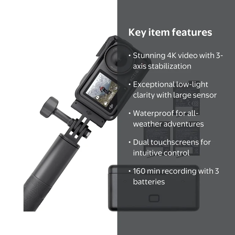 DJI Osmo Action 4 Adventure Combo, 4K Waterproof Camera with