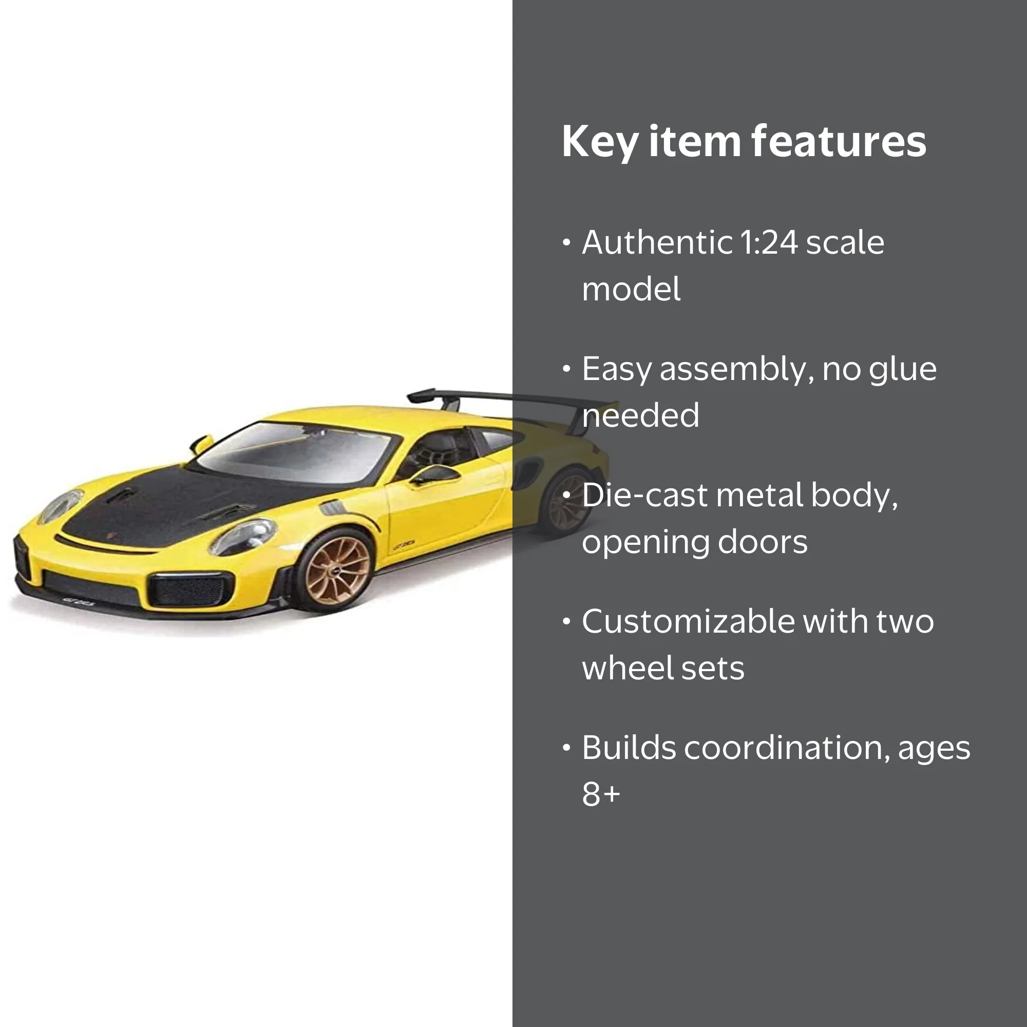 Maisto, Assembly Line Model Kit, 1:24 Porsche 911 GT2 RS, Yellow