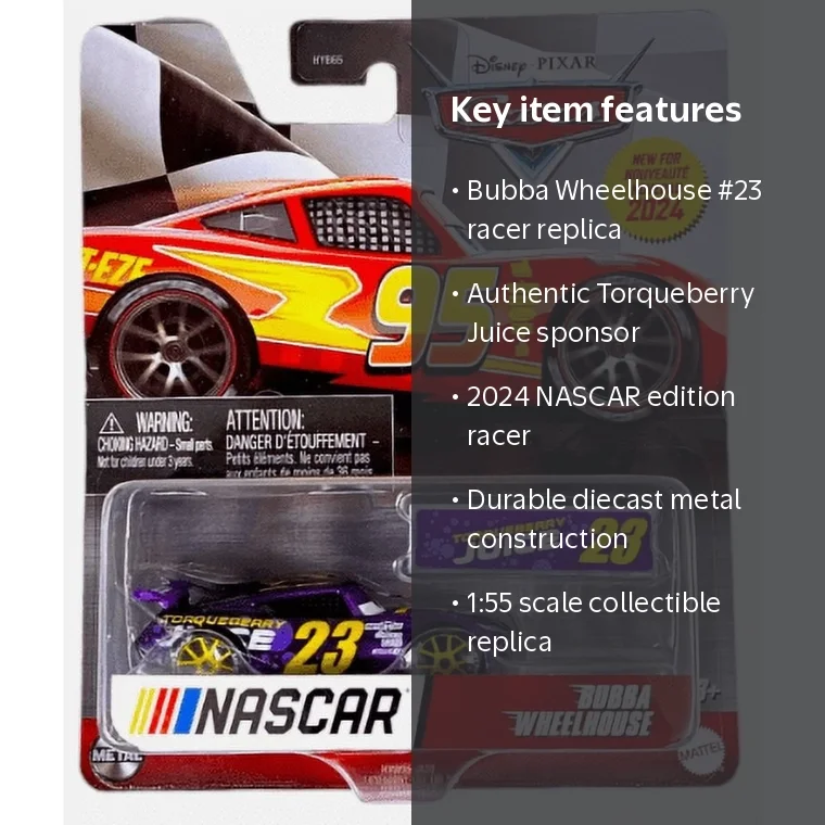 Disney Pixar CARS 2024 NASCAR BUBBA WHEELHOUSE #23 Torqueberry