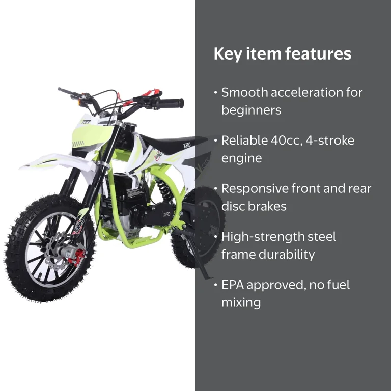 X-Pro VICTOR 40cc Gas Mini Dirt Bike with Pull Start for Kids