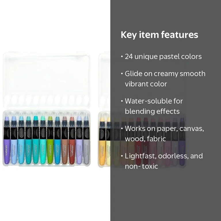KINGART, Gel Stick Artist Crayons, 24 Pastel Colors, All Ages