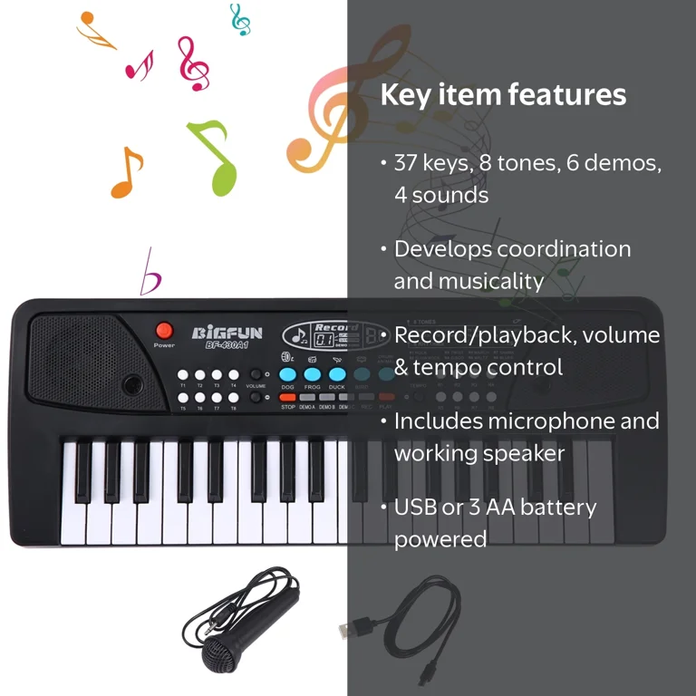 BIGFUN Kid Keyboard Piano, 37 Keys Portable Electronic with