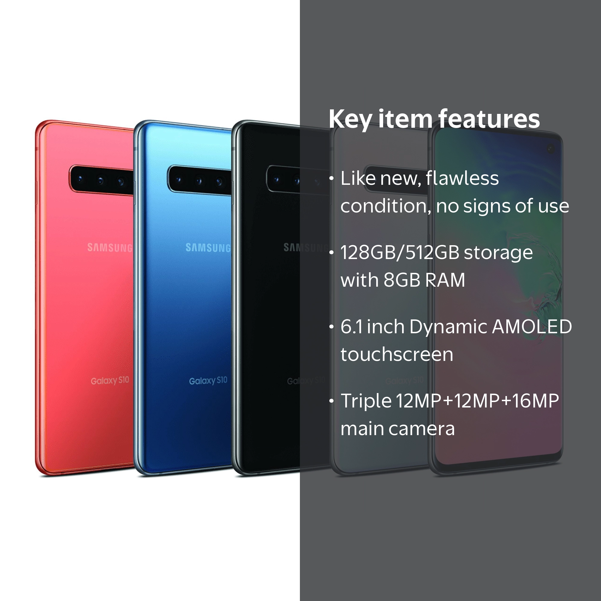 Samsung, Galaxy S10, SM-G973U1, 128GB 512GB Unlocked Cell Phone