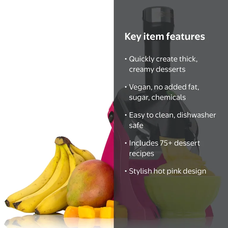Yonanas Deluxe Frozen Dessert Maker, Hot Pink - Walmart.com