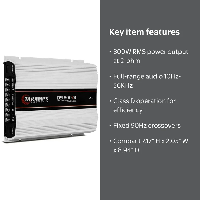 Taramps, Amplifier, DS 800x4, 2-ohm 800W RMS 4-Channels - Walmart.com