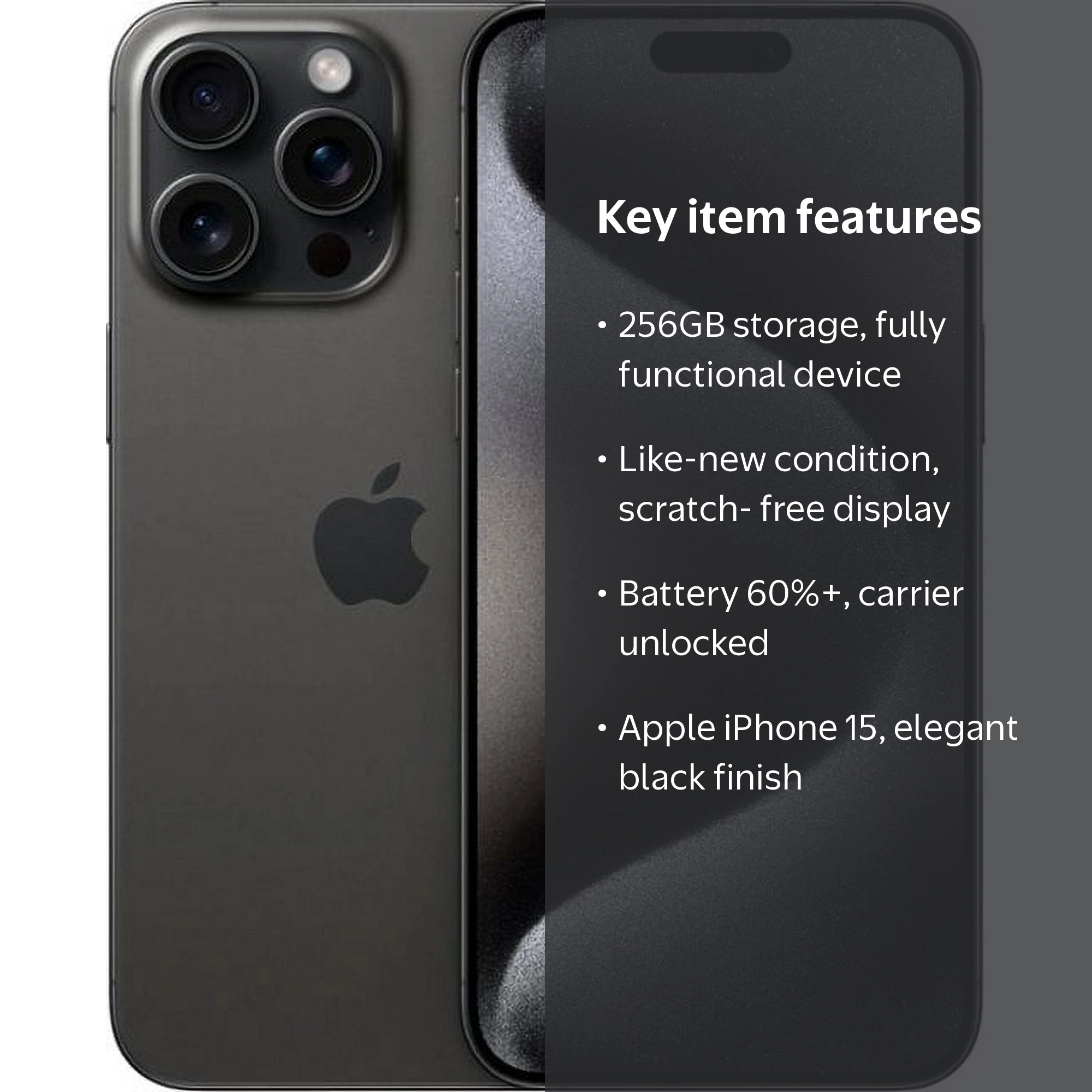 Pre-Owned Apple iPhone 15 A2846 - Carrier Unlocked - 256 GB Black