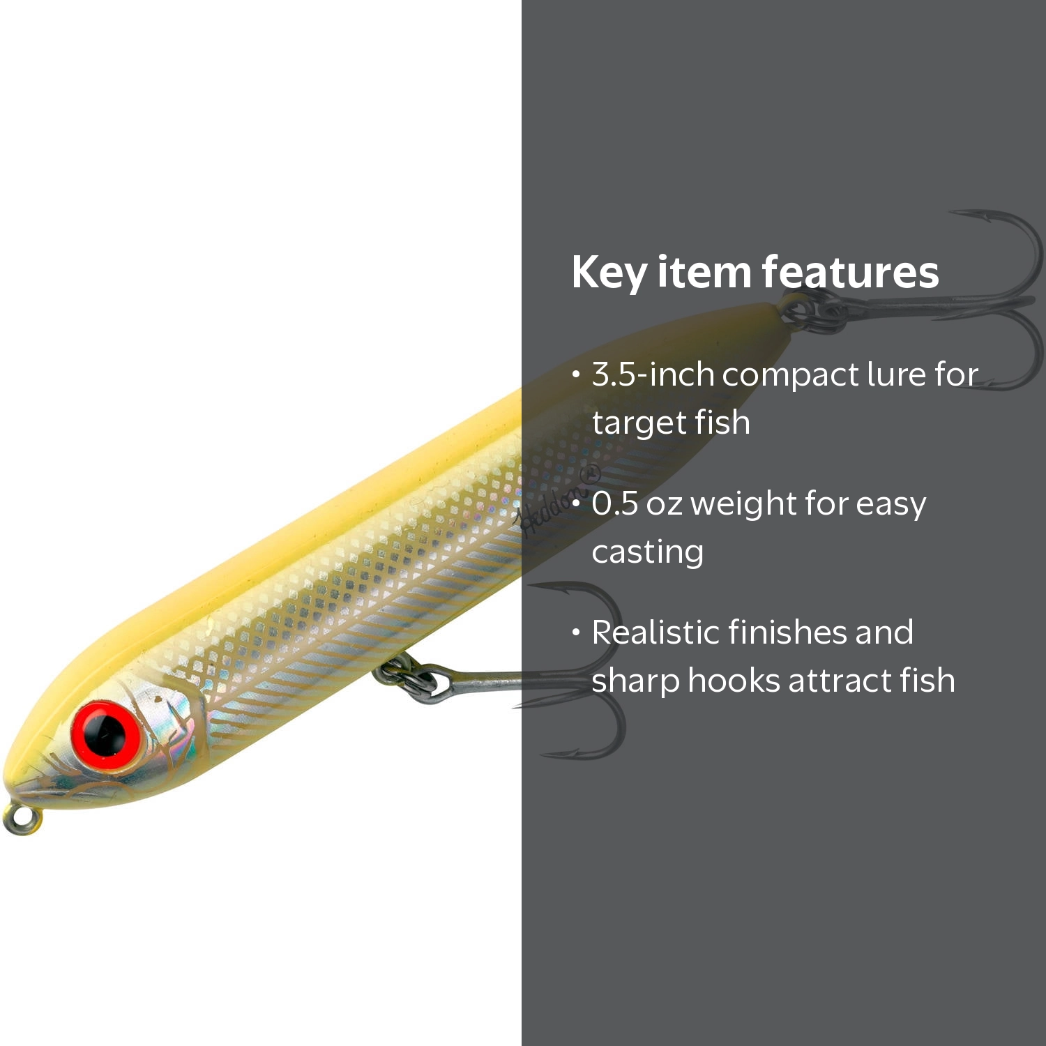 Heddon Super Spook Jr Topwater Bone Silver 3 1/2