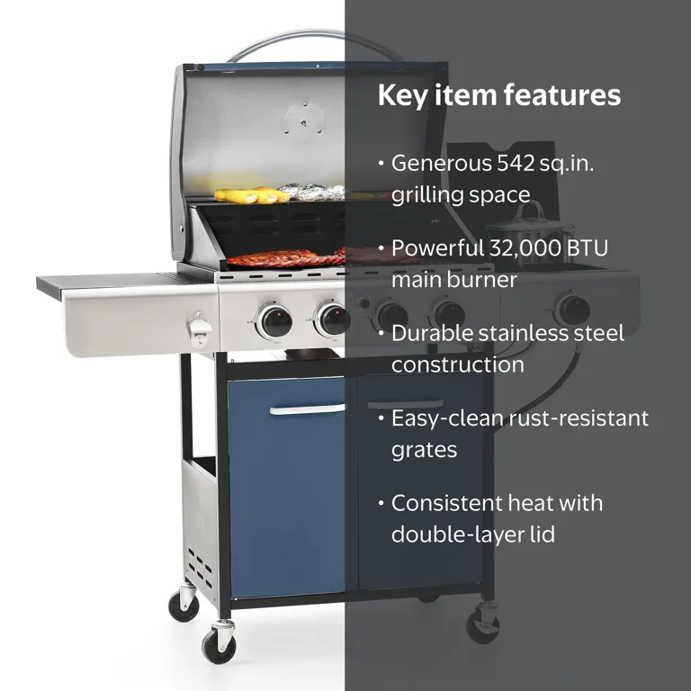 Alpha Joy, Gas BBQ Grill, 4-Burner, 542 sq. in. Cooking Space