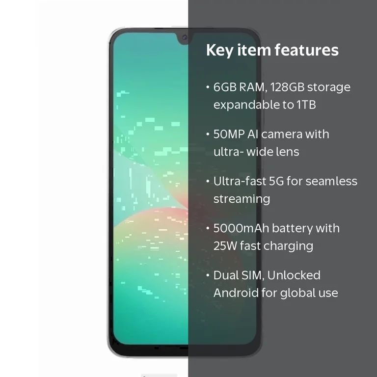 Samsung Galaxy A26 5G AI, 128GB+6GB RAM, Android Smartphone, Dual
