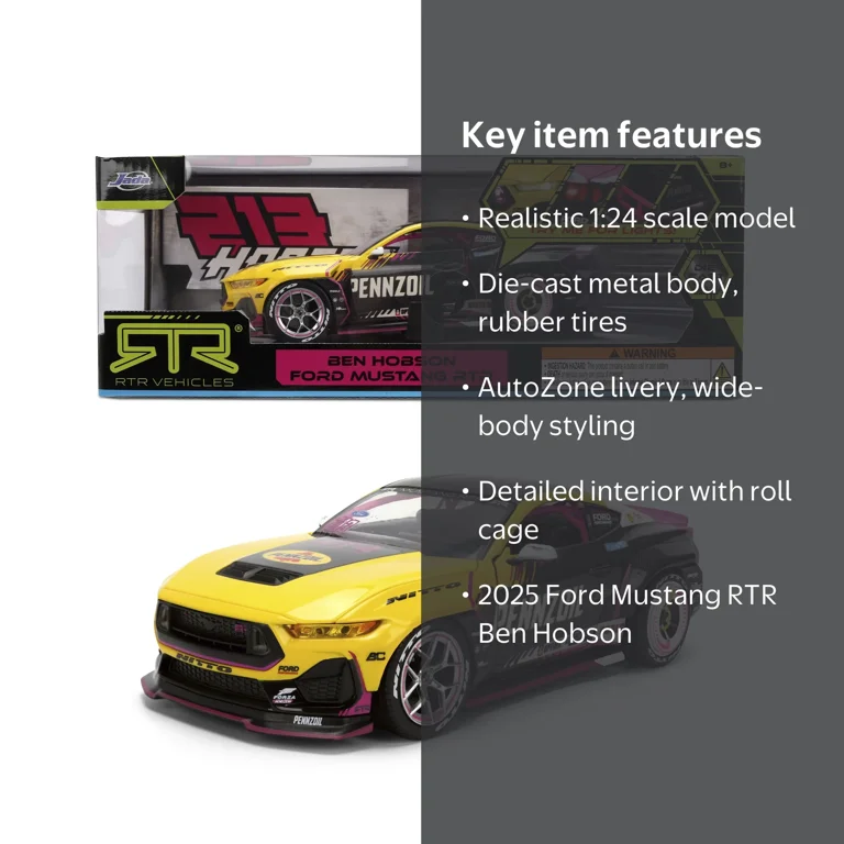 Jada Toys AutoZone 2025 Ford Mustang RTR 213 Ben Hobson Die-Cast