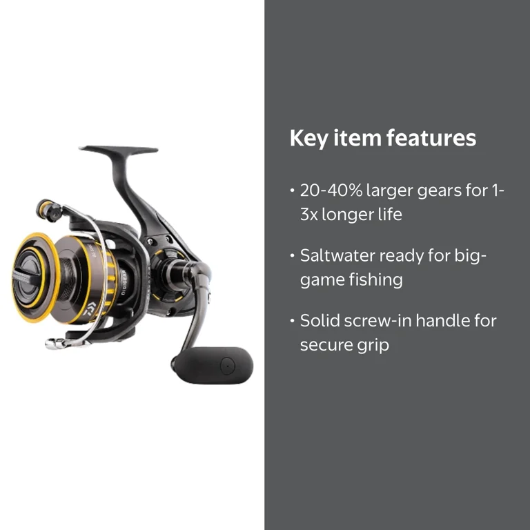 Daiwa, Saltwater Spinning Reel, BG 6500, Black & Gold Series